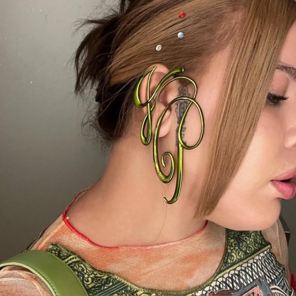 Jean Paul Gaultier Green Swirl Earrings